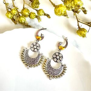 2/$30🌵 Steampunk Bird Medallion Earrings Rhinestones Dangle Boho Jewelry NEW
